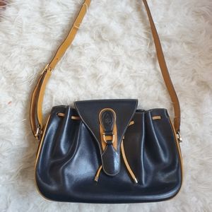 Mark Cross vintage black and tan leather bag